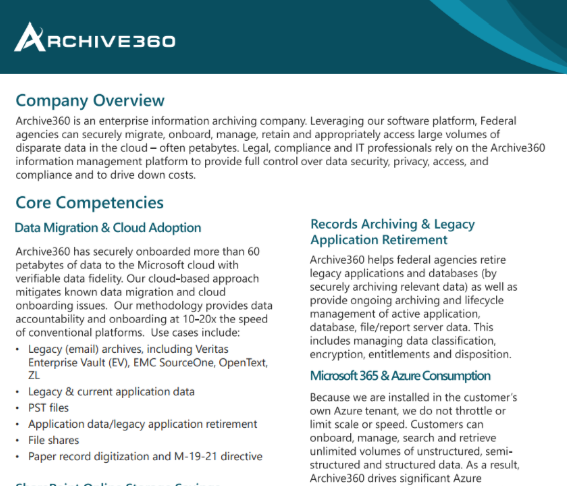 Archive360 fed overview cover