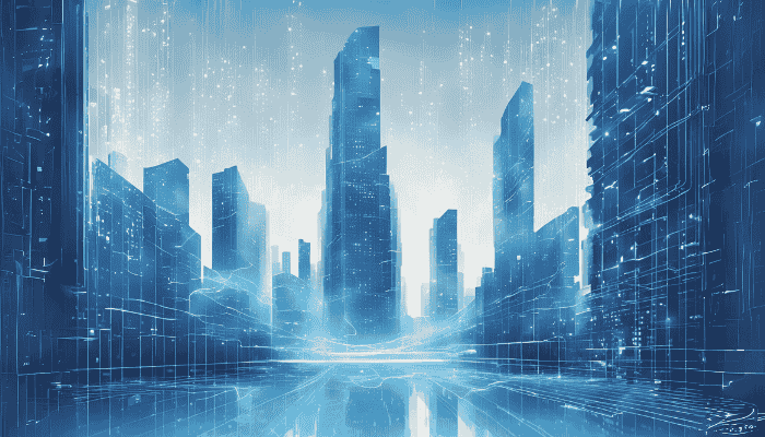 Futuristic digital city street