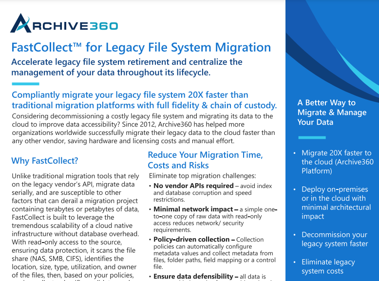 FastCollect for legacy file systems