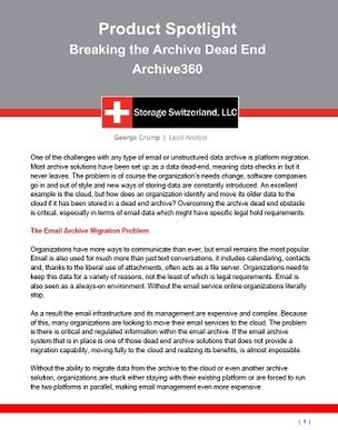 Breaking the Archive Dead End: A Briefing Note by George Crump, Storage Switzerland