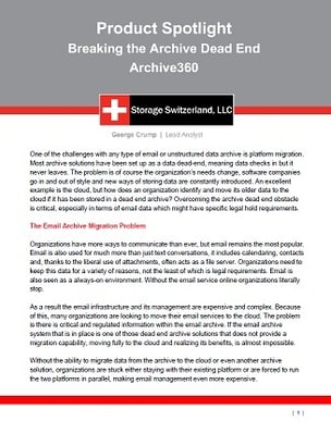 Breaking the Archive Dead End: A Briefing Note by George Crump, Storage Switzerland