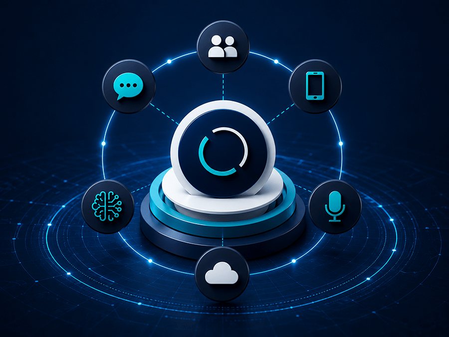 Organized app icon ring connected to central point