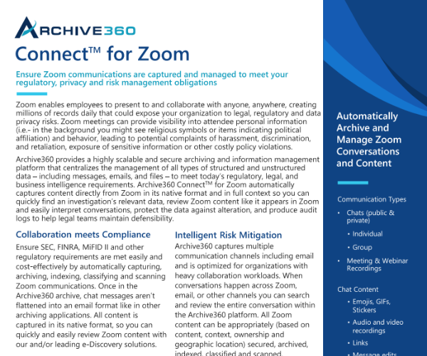 Archive360 FastCollect™ for Zoom