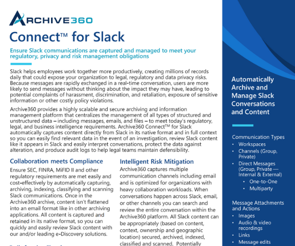 Archive360 FastCollect™ for Slack