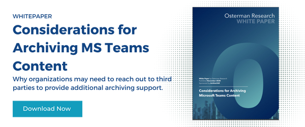 considerations for archiving MS teams content