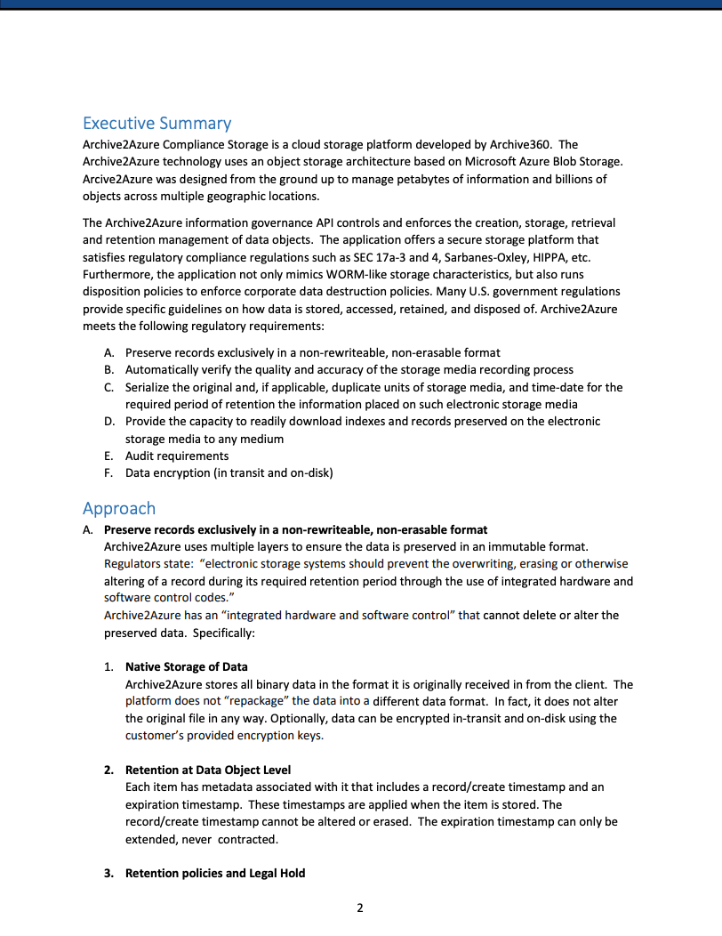 Archive2Azure Compliance Storage Explained1