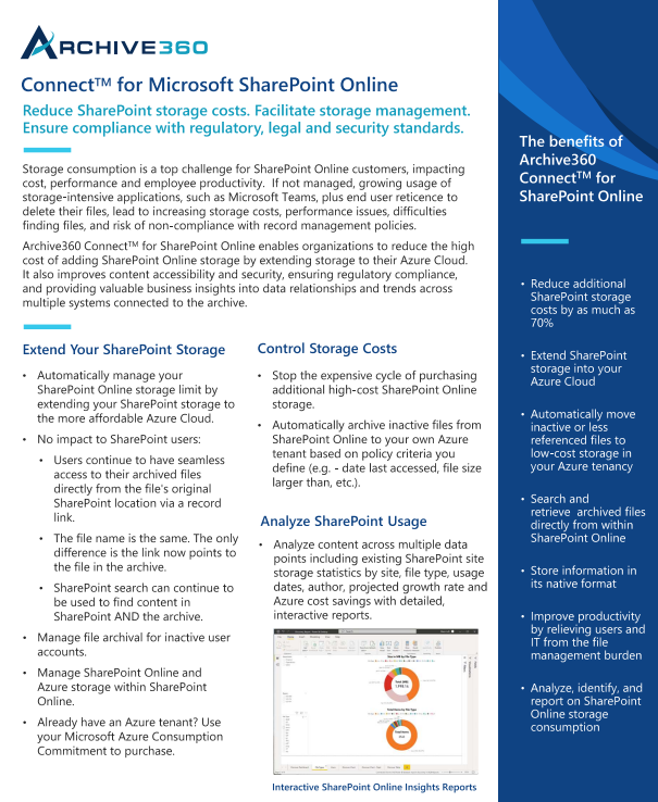 Archive360 Connect™️ for Microsoft Sharepoint Online