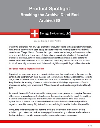 Breaking the Archive Dead End: A Briefing Note by George Crump, Storage Switzerland